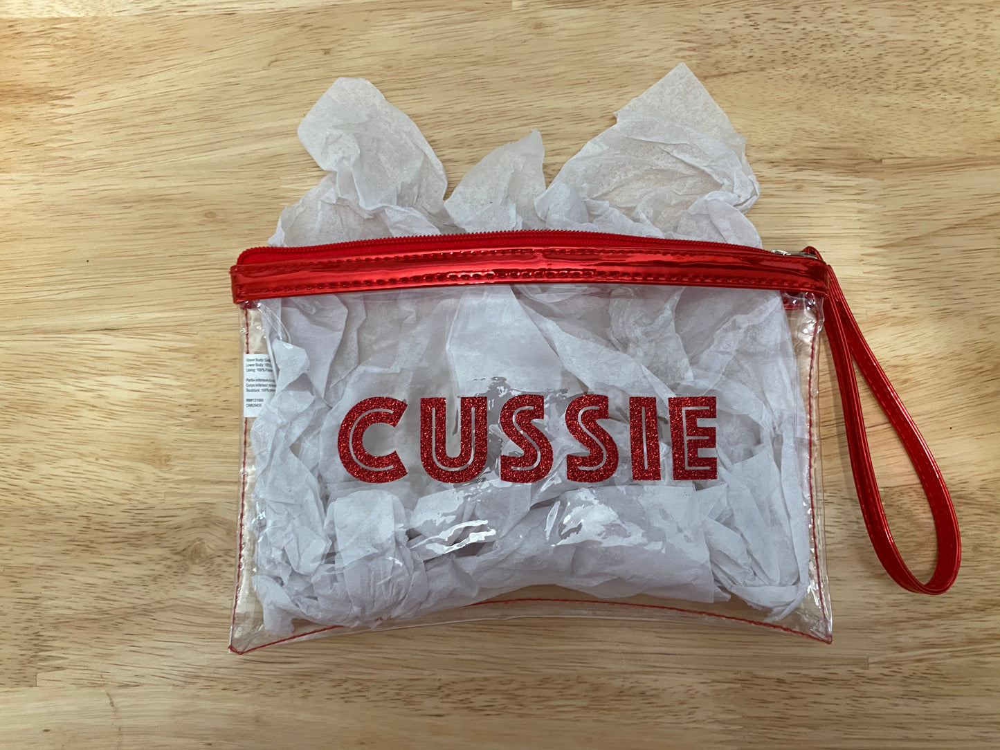 Chi Upsilon Sigma Red Glitter “Cussie” Pouch