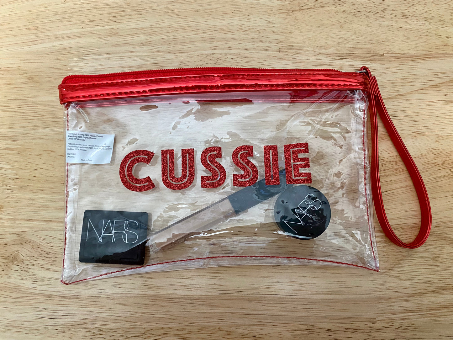 Chi Upsilon Sigma Red Glitter “Cussie” Pouch