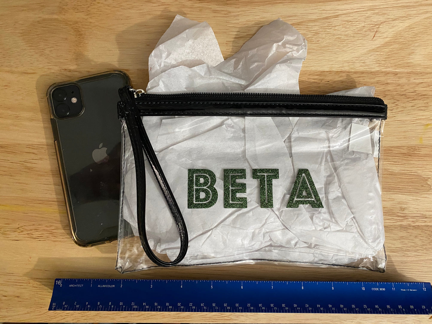 ΩΦΒ Omega Phi Beta Sorority, Inc. “Beta” Glitter Pouch - Charrs Crafts