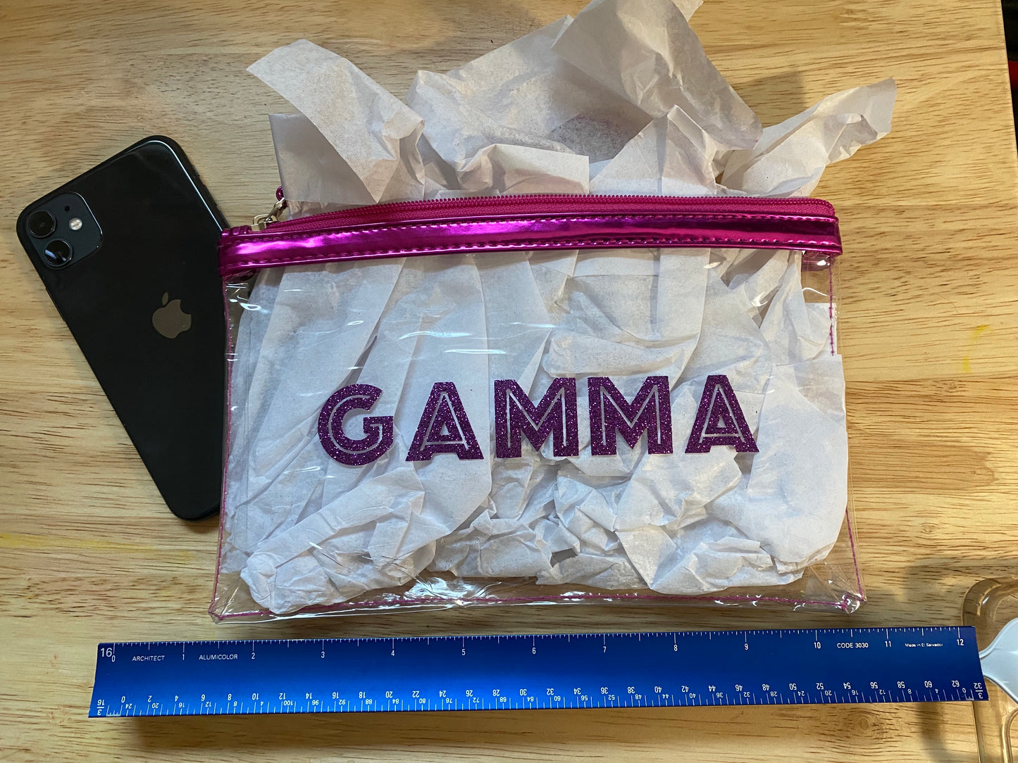 ΣΛΓ Sigma Lambda Gamma National Sorority, Inc. “Gamma” Glitter Pouch - Charrs Crafts
