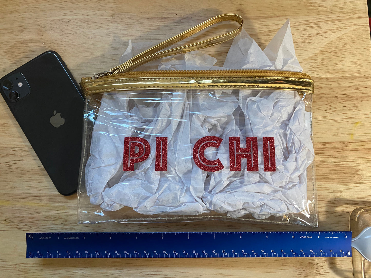 ΛΠΧ Lambda Pi Chi Sorority, Inc. “Pi Chi” Glitter Pouch - Charrs Crafts