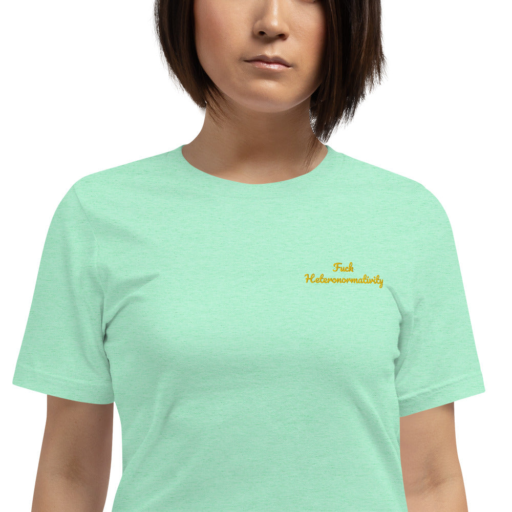 "Fuck Heteronormativity" Shirt - embroidered - Charrs Crafts