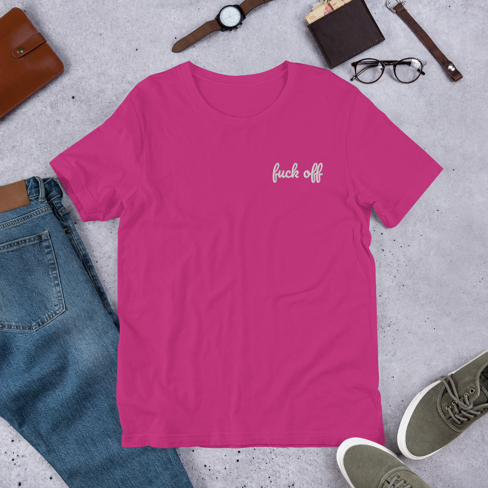 Fuck off Shirt- Embroidered - Charrs Crafts
