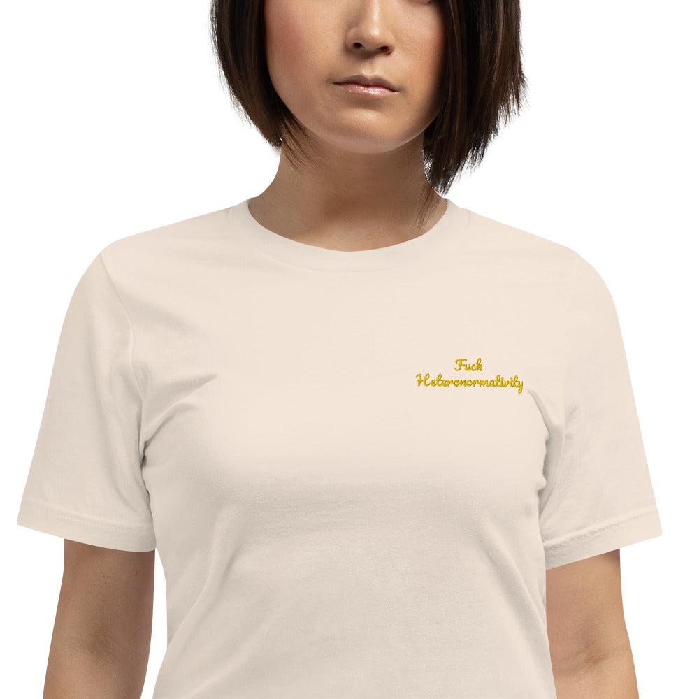 "Fuck Heteronormativity" Shirt - embroidered - Charrs Crafts
