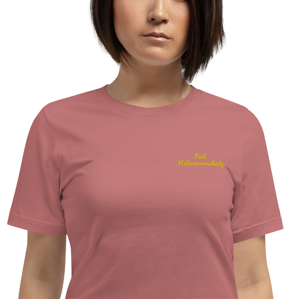 "Fuck Heteronormativity" Shirt - embroidered - Charrs Crafts