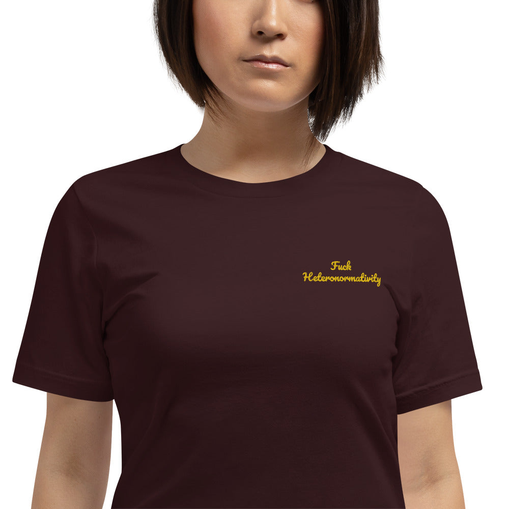 "Fuck Heteronormativity" Shirt - embroidered - Charrs Crafts