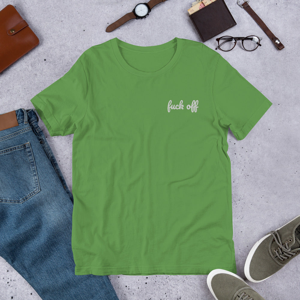 Fuck off Shirt- Embroidered - Charrs Crafts