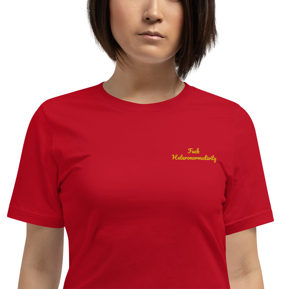 "Fuck Heteronormativity" Shirt - embroidered - Charrs Crafts