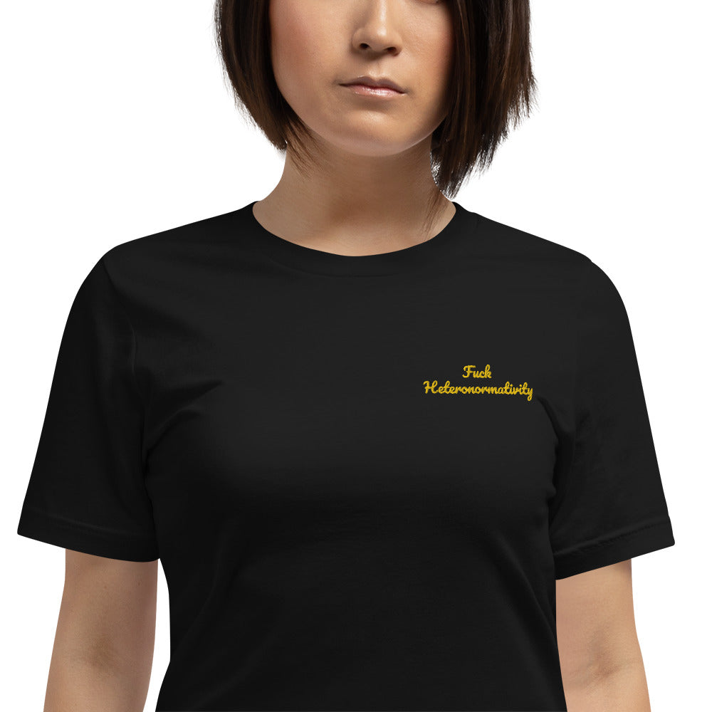 "Fuck Heteronormativity" Shirt - embroidered - Charrs Crafts