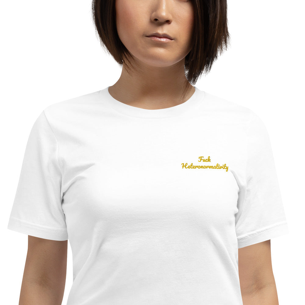 "Fuck Heteronormativity" Shirt - embroidered - Charrs Crafts