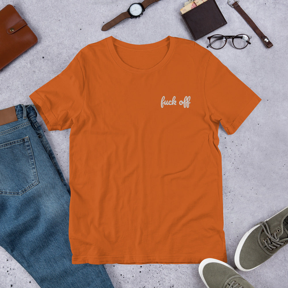 Fuck off Shirt- Embroidered - Charrs Crafts