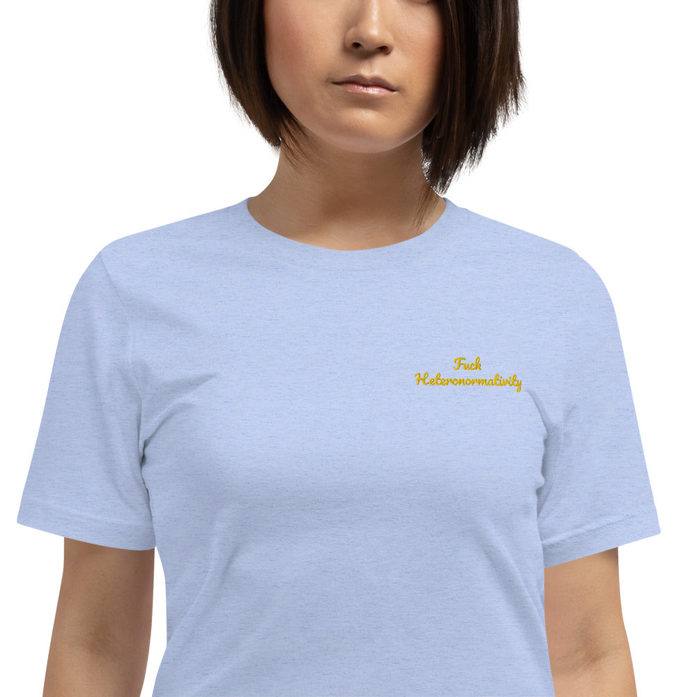 "Fuck Heteronormativity" Shirt - embroidered - Charrs Crafts