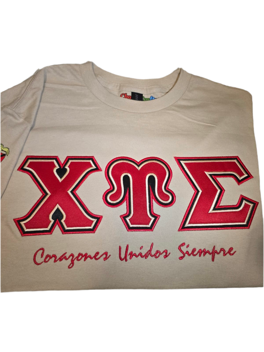 Chi Upsilon Sigma Tricolor Stitching Shirt- Embroidered