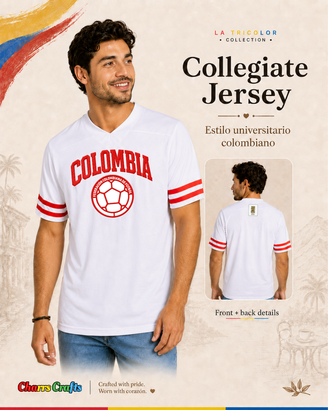Colombia White & Red Collegiate Jersey