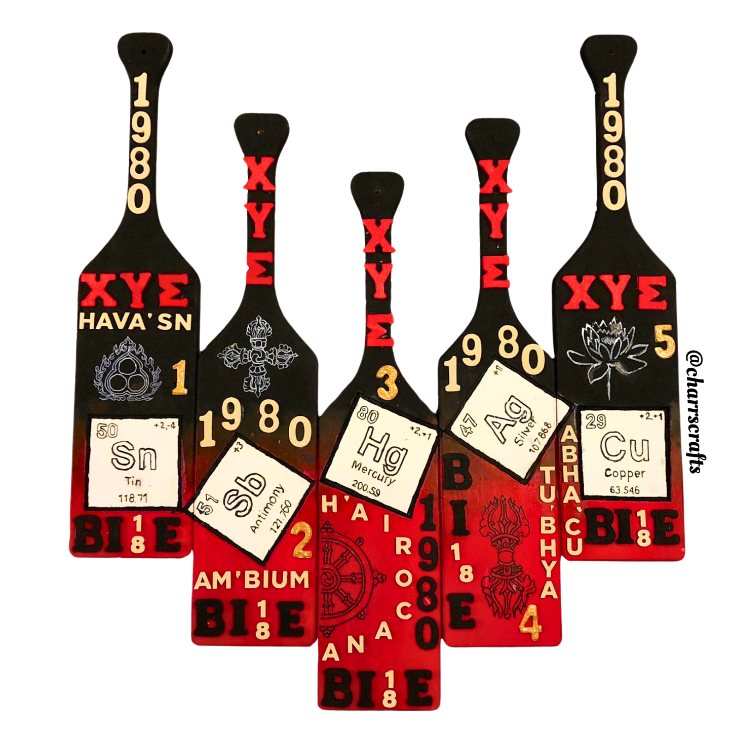 Chi Upsilon Sigma "Five Elements" Paddle Set