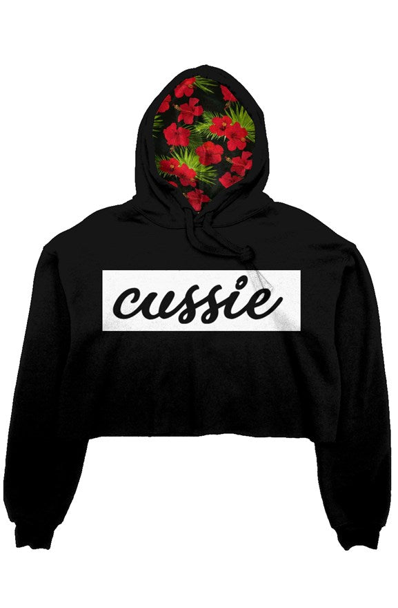 Cussie Hibiscus Crop Top Hoodie