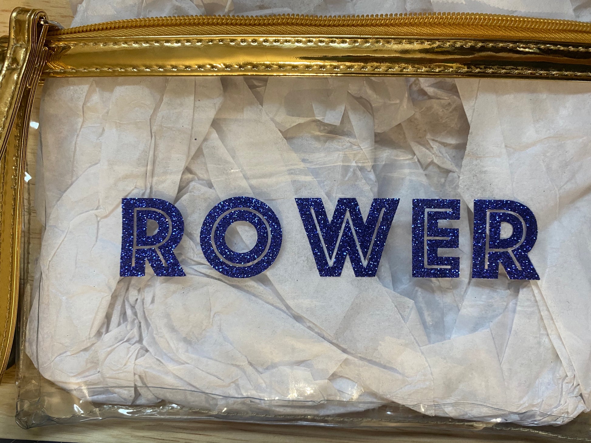 Transparent Rowing Water Resistant “Rower” Glitter Pouch - Charrs Crafts